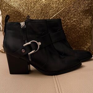 Marc Fisher Black Ankle Boots with Buckle Detail size 6.5. Genuine Leather upper